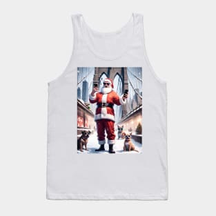 Santa Selfie with Pet on Brooklyn Bridge Tank Top